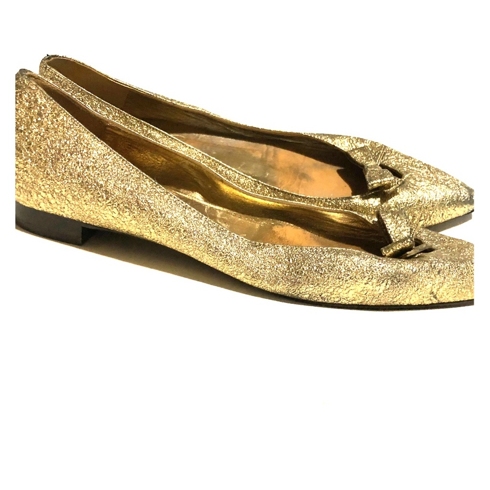 Moschino gold leather flats